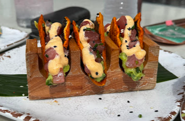 Aura Rooftop signature dishes Ahi Tuna Tacos
Wagyu Beef
Scallop Ceviche